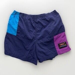 Vintage Spalding Volley Swim Trunk Shorts Mens L Purple Nylon Board 90s Casual